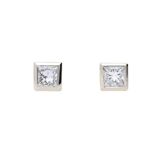 18ct white gold princess cut 0.30ct diamond earrings Earrings Rock Lobster   