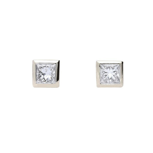 18ct white gold princess cut 0.30ct diamond earrings Earrings Hans Rivoir   
