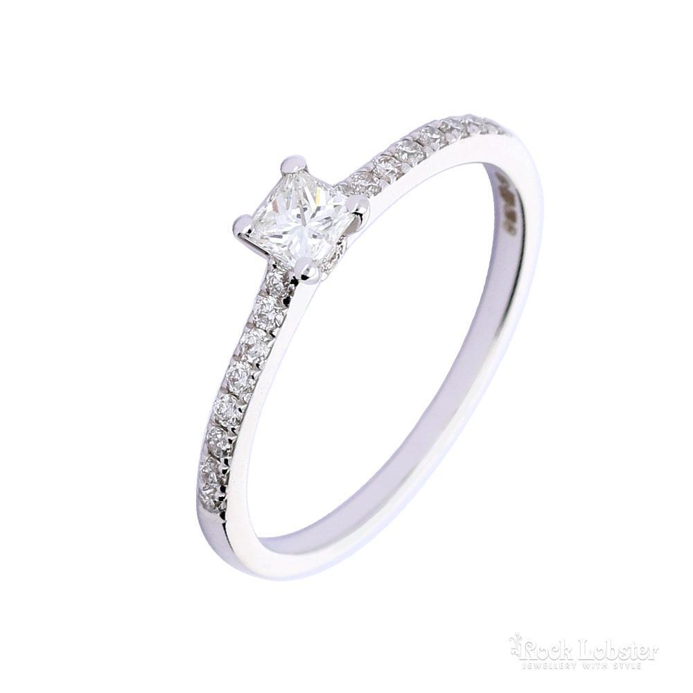 18ct white gold princess 0.15ct diamond shoulder ring  GVS Ring Rock Lobster   