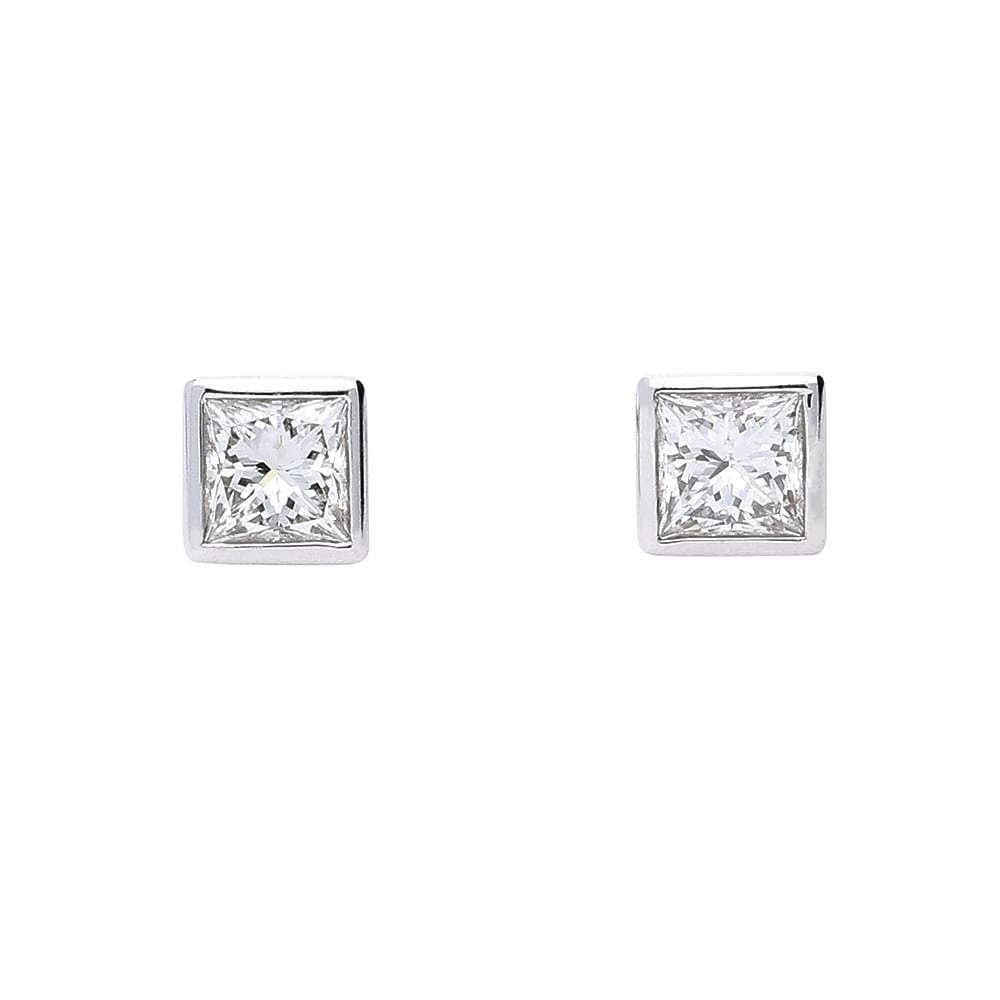 18ct white gold princess cut 0.50ct diamond stud earrings Earrings Rock Lobster   