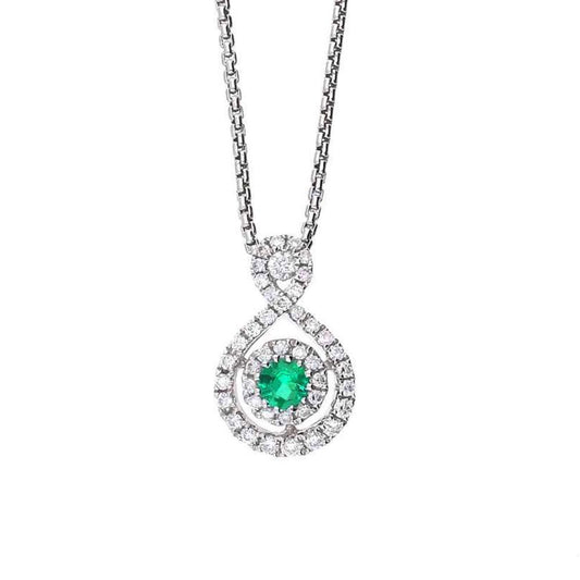 18ct white gold round cut emerald and diamond halo style pendant Pendant Rock Lobster   
