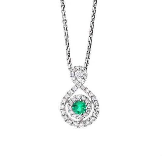 18ct white gold round cut emerald and diamond halo style necklace Pendant Rock Lobster   
