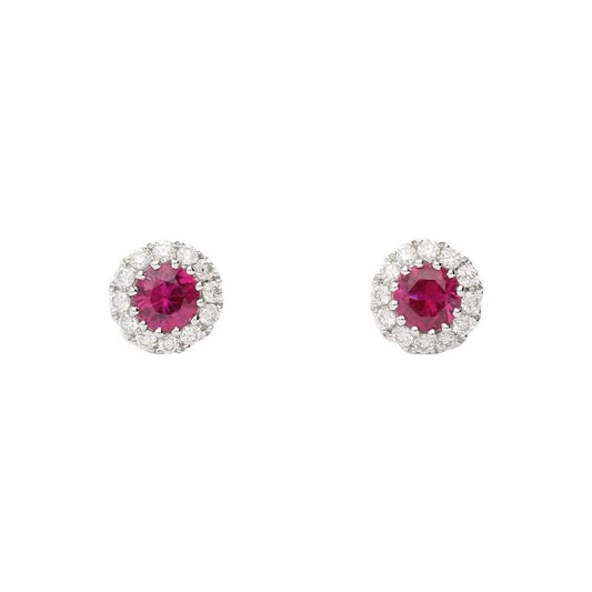 18ct white gold ruby and diamond halo stud earrings Earrings Rock Lobster   