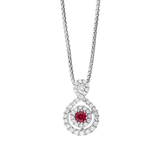 18ct white gold ruby and diamond halo style necklace Pendant Rock Lobster   