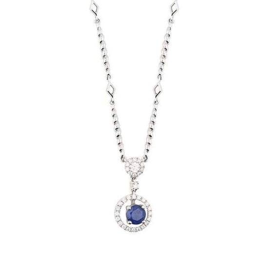 18ct white gold sapphire and diamond halo drop necklace Necklace Rock Lobster   