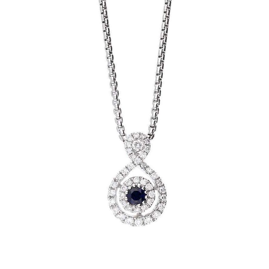 18ct white gold sapphire and diamond halo style necklace Pendant Rock Lobster   