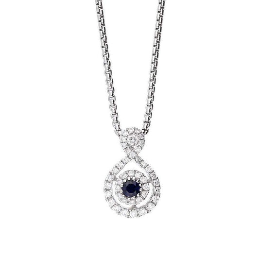 18ct white gold sapphire and diamond halo style necklace Pendant Rock Lobster   