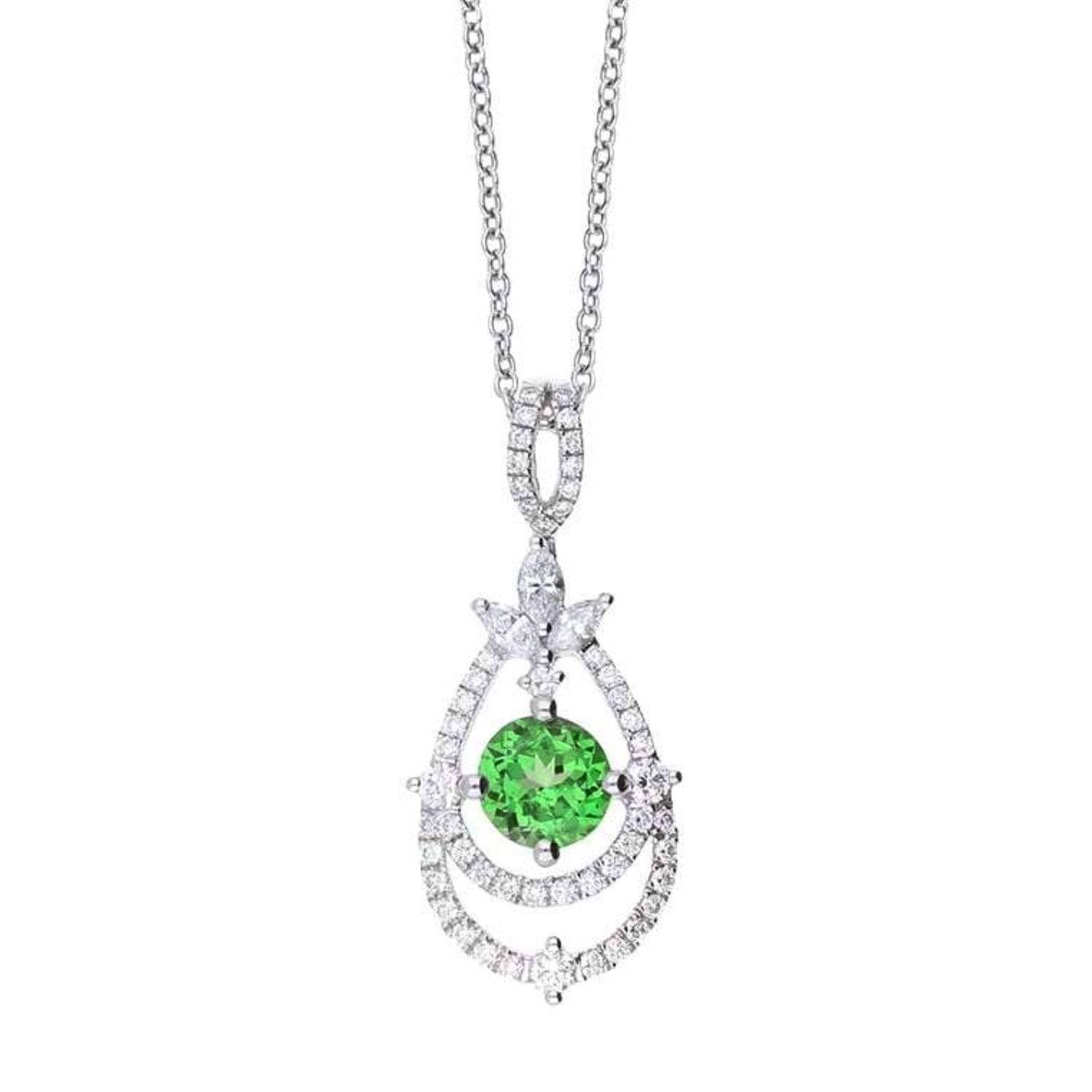 18ct white gold tzavorite & diamond necklace Pendant Rock Lobster   