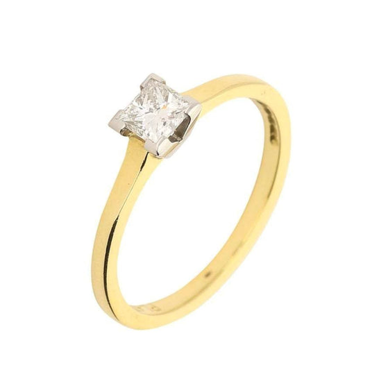 18ct yellow gold platinum princess 0.44ct natural diamond ring Ring Rock Lobster   