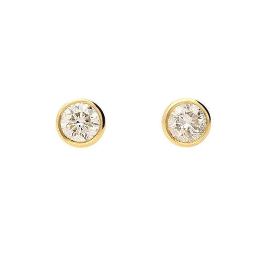 18ct yellow gold rubover 0.25 brilliant cut diamond earrings Earrings Hans Rivoir   