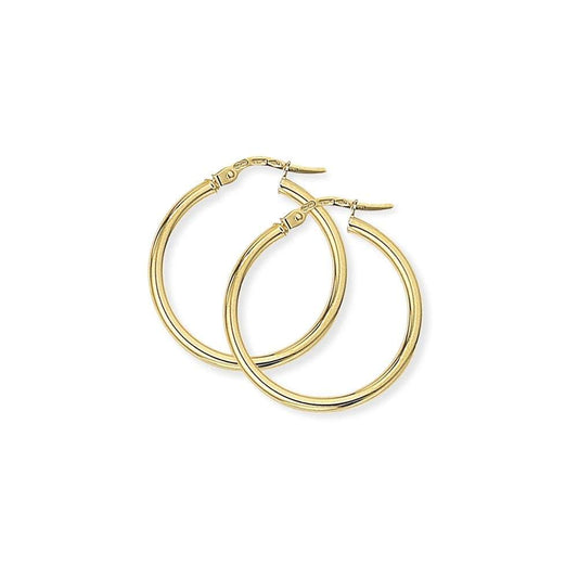 9ct yellow gold fine medium hoops Earrings Stubbs   