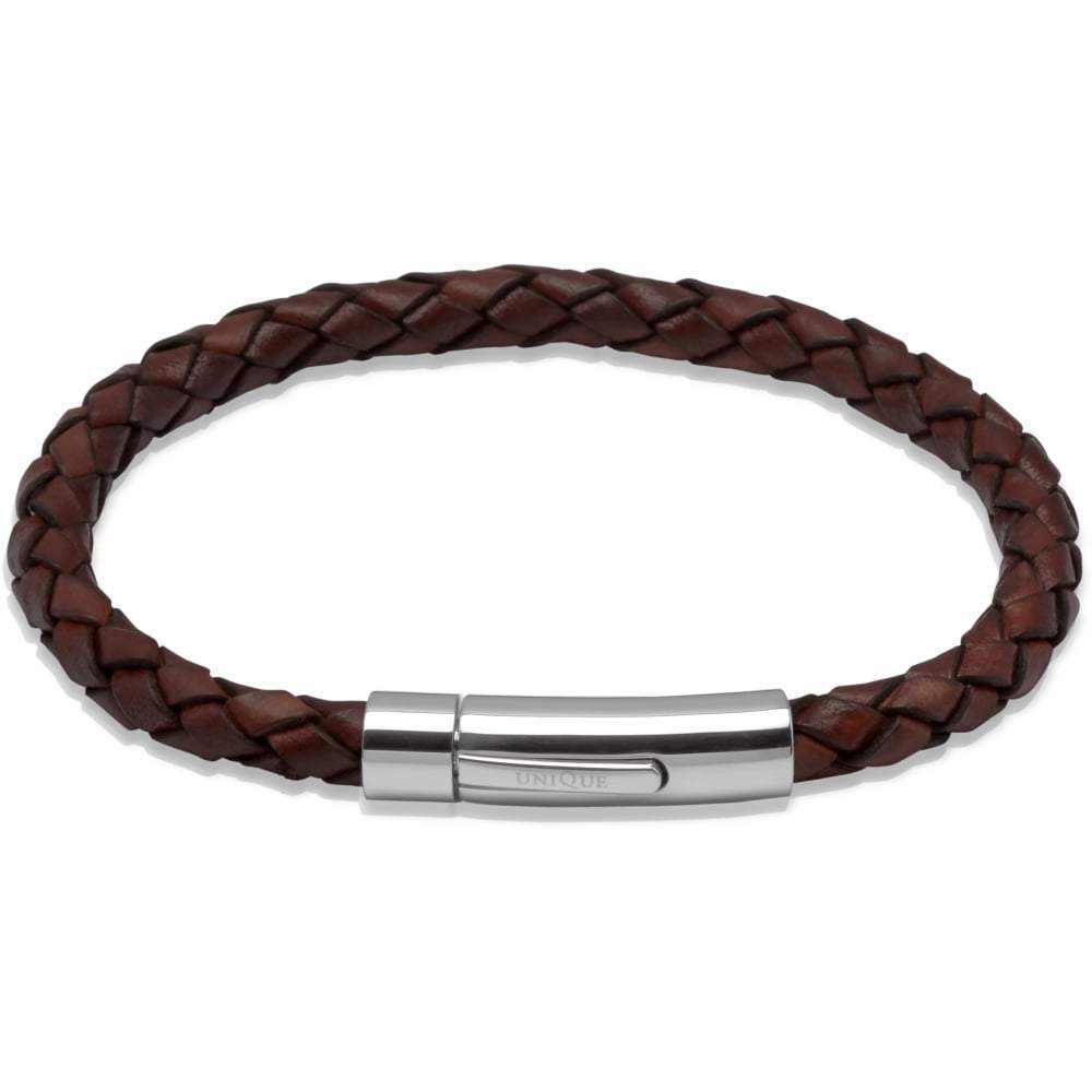 Antique tan plaited leather bracelet Bracelet Unique   