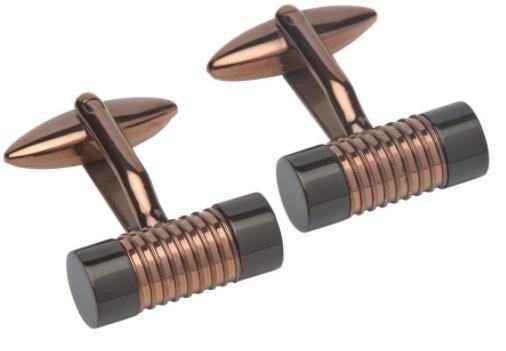 Brown plated Steel and rose gold plated barrel cufflinks Cufflinks Rock Lobster   