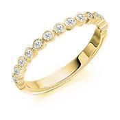 Diamond 0.25ct rubover set 1/2 eternity band Ring Gemex 18ct yellow gold *  