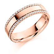 Diamond 0.26ct edged 1/2 eternity band Ring Gemex 18ct rose gold *  