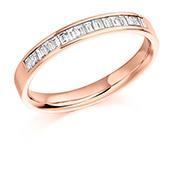 Diamond 0.33ct channel set baguette 1/2 eternity ring Ring Gemex 18ct rose gold *  