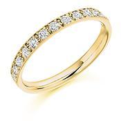 Diamond 0.40ct grain set half eternity ring Ring Gemex 18ct yellow gold *  