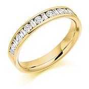 Diamond 0.50ct channel set mixed cut 1/2 eternity band Ring Gemex 18ct yellow gold *  