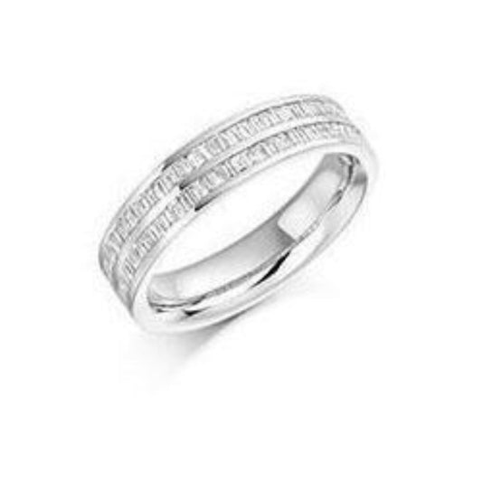 Diamond 0.55ct baguette cut half eternity ring Ring Gemex platinum *  