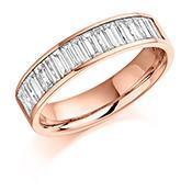 Diamond 1.00ct channel set baguette 1/2 eternity band Ring Gemex 18ct rose gold *  
