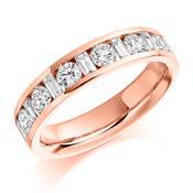 Diamond 1.08ct channel set mixed cut 1/2 eternity band Ring Gemex 18ct rose gold *  
