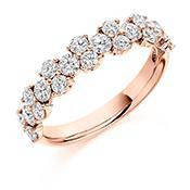 Diamond 1.20ct cluster set 1/2 eternity band Ring Gemex 18ct rose gold *  