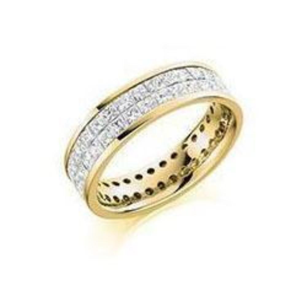 Diamond 3.15ct princess cut full eternity ring Ring Gemex 18ct yellow gold *  