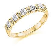 Diamond bar and grain set 1/2 eternity ring Ring Gemex 18ct yellow gold *  