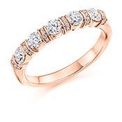 Diamond bar and grain set 1/2 eternity ring Ring Rock Lobster 18ct rose gold *  