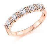 Diamond bar and grain set 1/2 eternity ring Ring Gemex 18ct rose gold *  