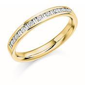 Diamond channel set mixed cut 0.25ct half eternity band Ring Gemex 18ct yellow gold *  