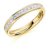 Diamond channel set princess 0.75ct half eternity ring Ring Rock Lobster 18ct yellow gold *  