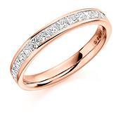 Diamond channel set princess 0.75ct half eternity ring Ring Rock Lobster 18ct rose gold *  