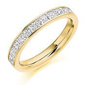 Diamond channel set princess 1.00ct half eternity ring Ring Gemex 18ct yellow gold *  