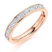 Diamond channel set princess 1.00ct half eternity ring Ring Gemex 18ct rose gold *  