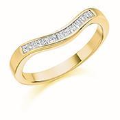 Diamond princess 0.25ct wave 1/2 eternity ring Ring Gemex 18ct yellow gold *  