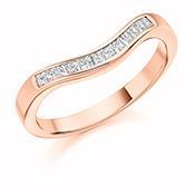 Diamond princess 0.25ct wave 1/2 eternity ring Ring Gemex 18ct rose gold *  