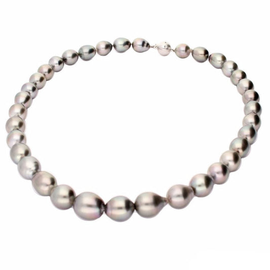 Graduated Tahitian pearl necklace with 18ct Gold & diamond clasp Neckwear Gellner   