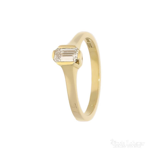 18ct Yellow Gold 0.39ct emerald cut natural diamond ring General Rock Lobster   
