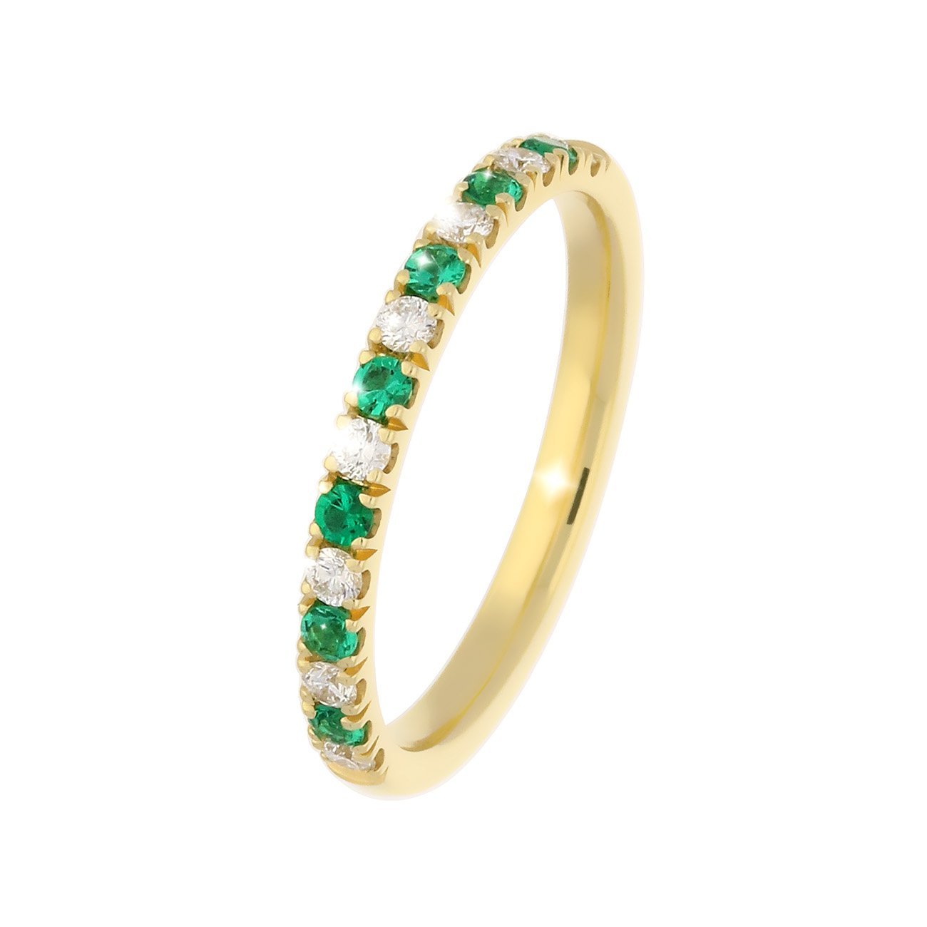 18ct yellow gold diamond and emerald half eternity ring Ring Rock Lobster   