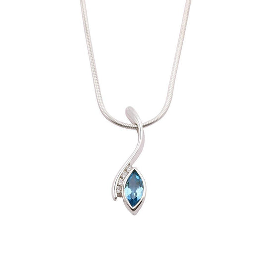 Silver & blue topaz diamond marquise pendant Pendant Church House   