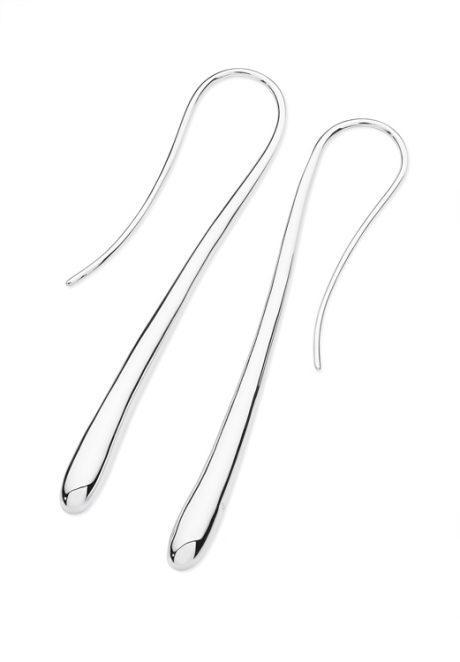 Silver long solid drop hook earrings Earrings Lucy Q   