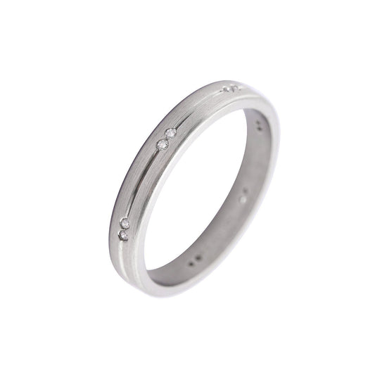 Palladium and 0.14ct diamond grooved ring size M Ring Stubbs   
