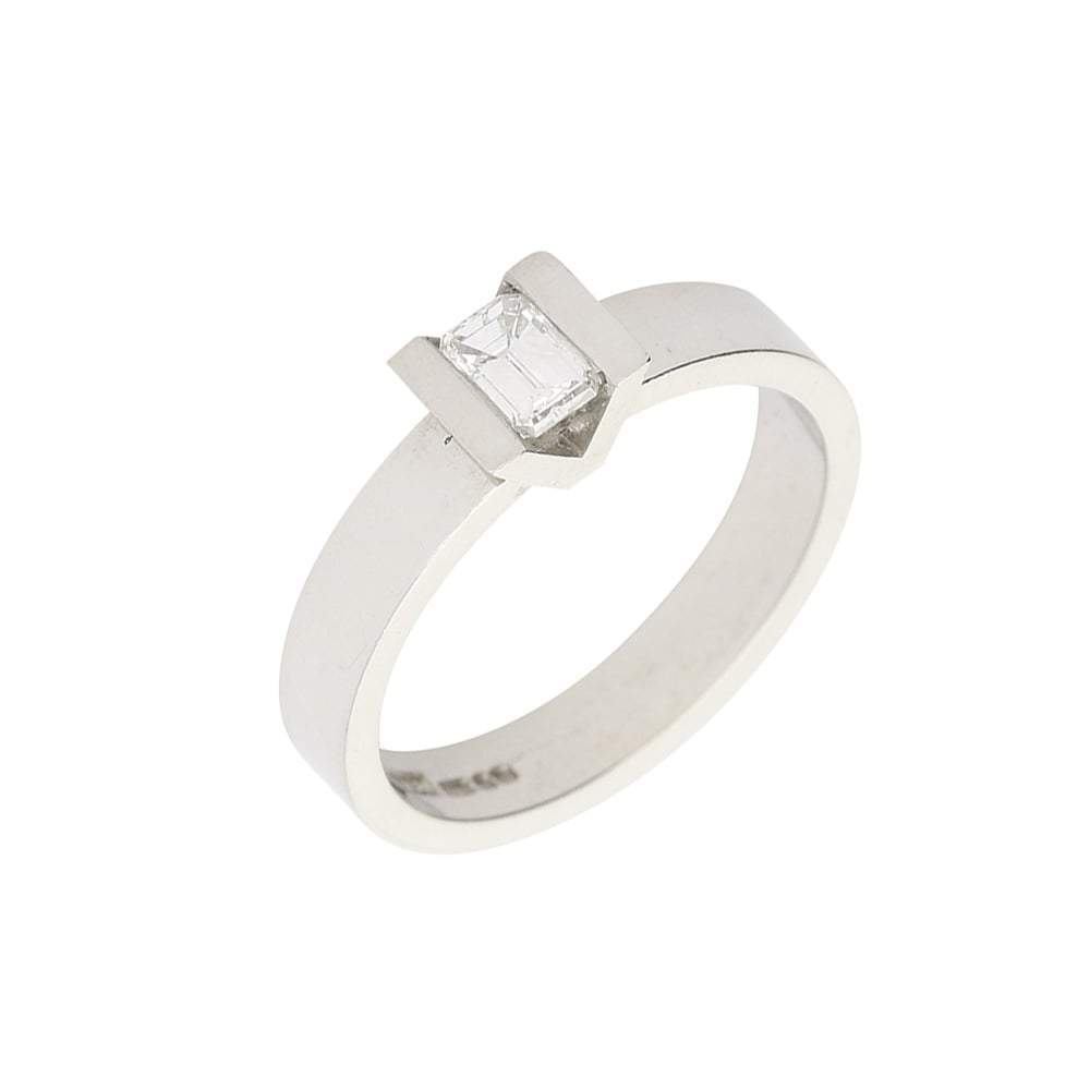 Platinum 0.36ct emerald cut diamond ring Ring Rock Lobster   