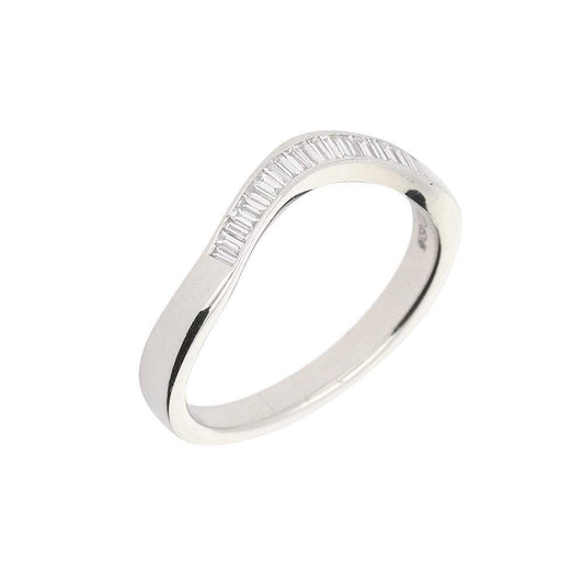 Platinum baguette certified diamond curved half eternity ring Ring Rock Lobster   