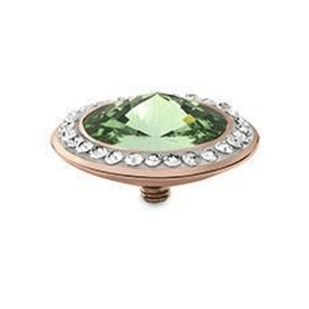Qudo rose gold peridot swarovski halo 16mm tondo deluxe ring top 647618 Ring Topper Qudo Composable Rings   