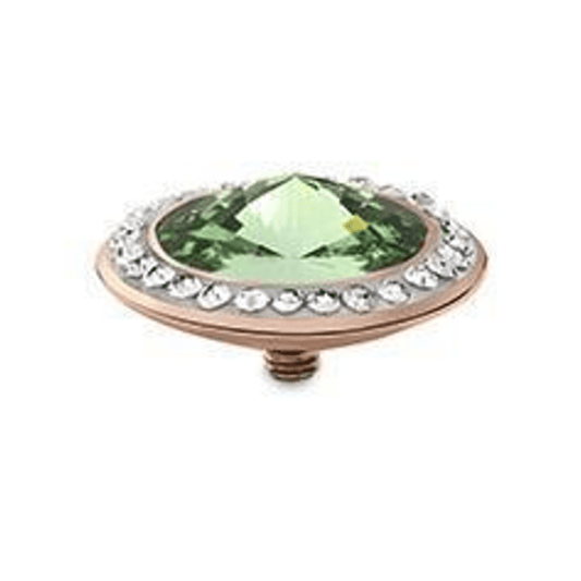 Qudo rose gold peridot swarovski halo 16mm tondo deluxe ring top 647618 Ring Topper Qudo Composable Rings   