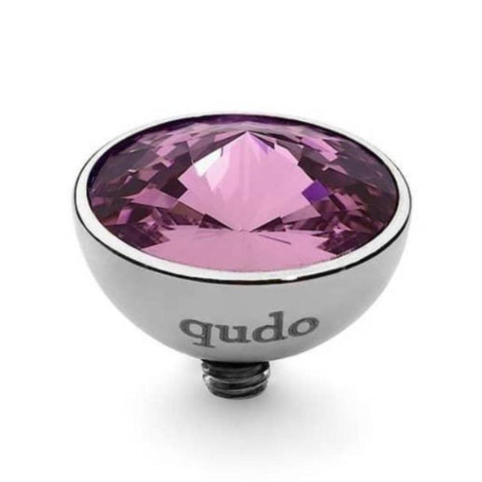 Qudo Steel amethyst swarovski 11.5mm bottone ring top 627754 Ring Topper Qudo Composable Rings   