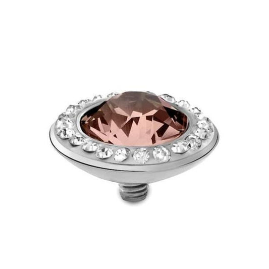 Qudo Steel vintage rose Swarovski CZ 13mm deluxe tondo ring top Ring Qudo Composable Rings   