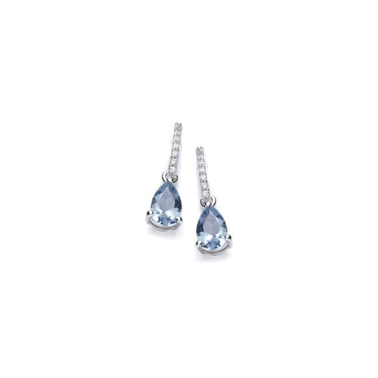Silver aqua CZ glamour teardrop earrings Earrings Rock Lobster Jewellery   